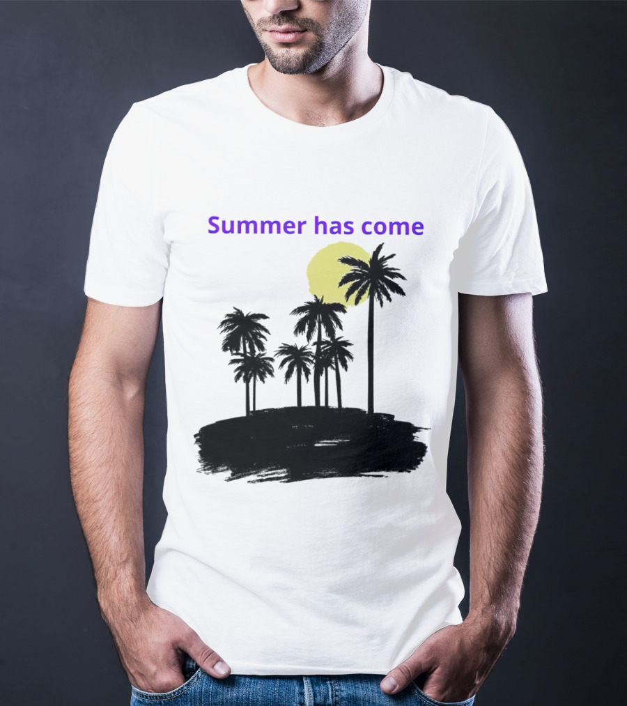 Summer Has Come Tropical Palm Silhouette Moonlit Evening T-Shirt