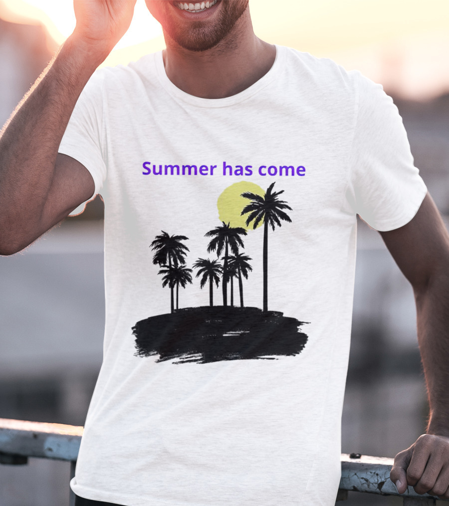 Summer Has Come Tropical Palm Silhouette Moonlit Evening T-Shirt