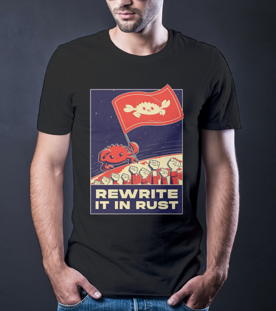 Rewrite It In Rust With Ferris Crab Flag Revolution T-Shirt