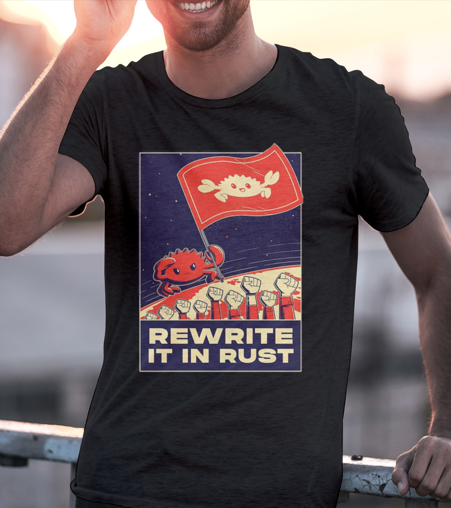 Rewrite It In Rust With Ferris Crab Flag Revolution T-Shirt