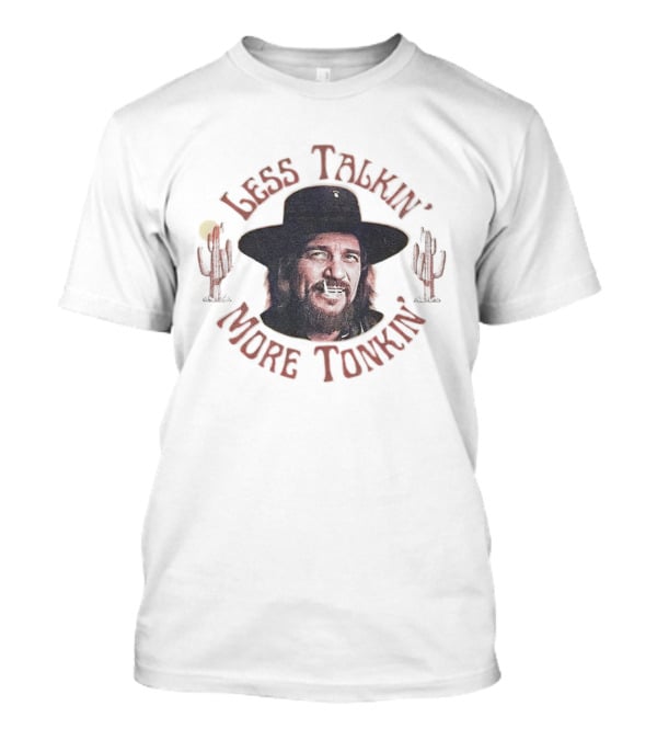 Less Talkin’ More Tonkin’ Waylon Jennings Cactus Desert Scene T-Shirt