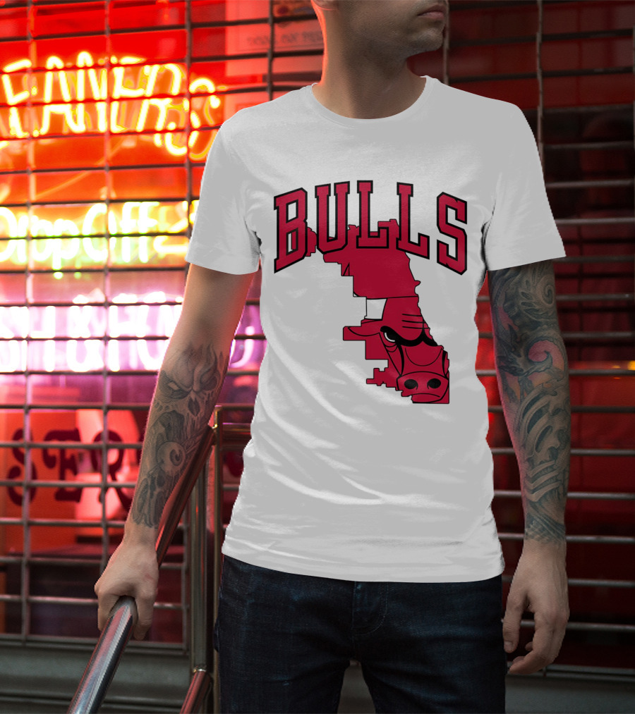 Bulls Chicago Map T-Shirt