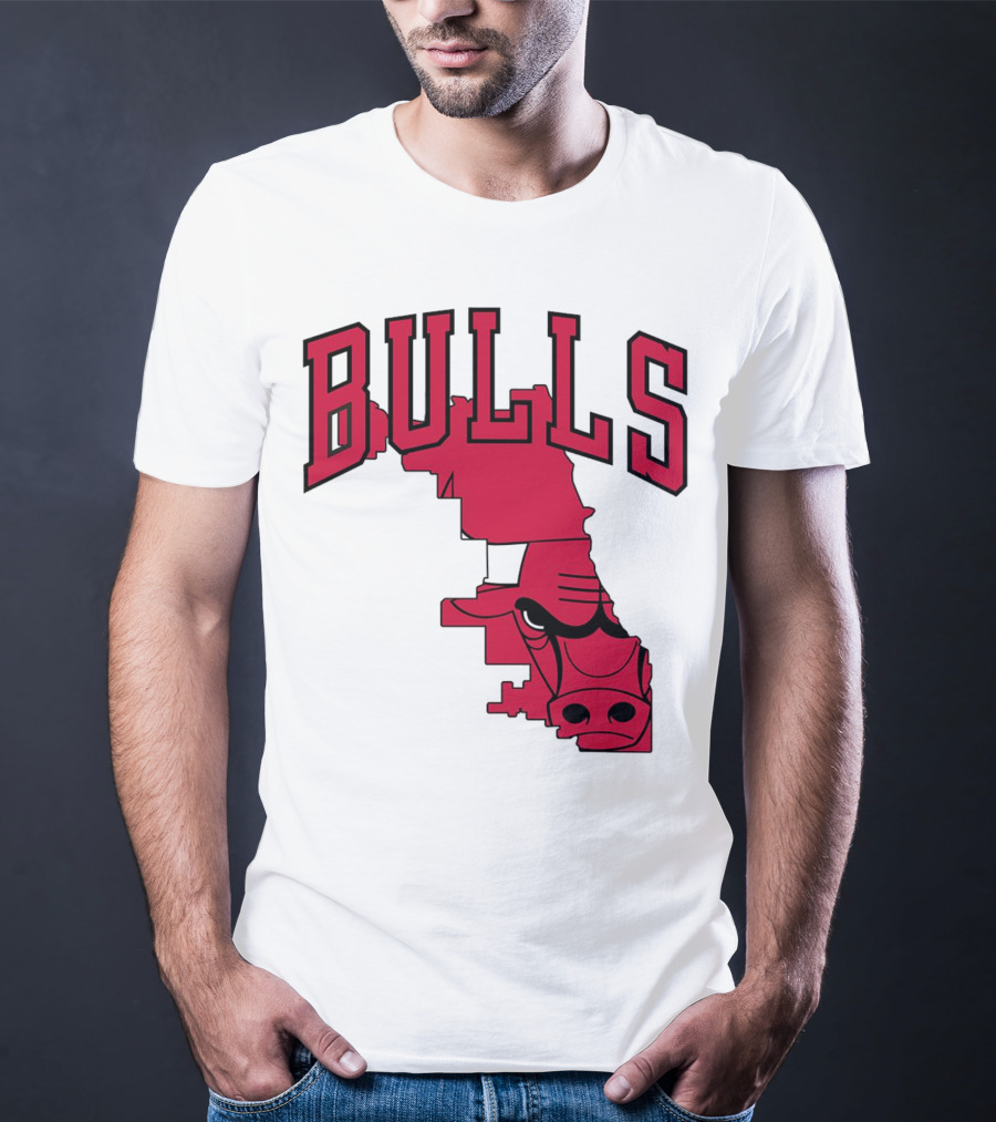 Bulls Chicago Map T-Shirt