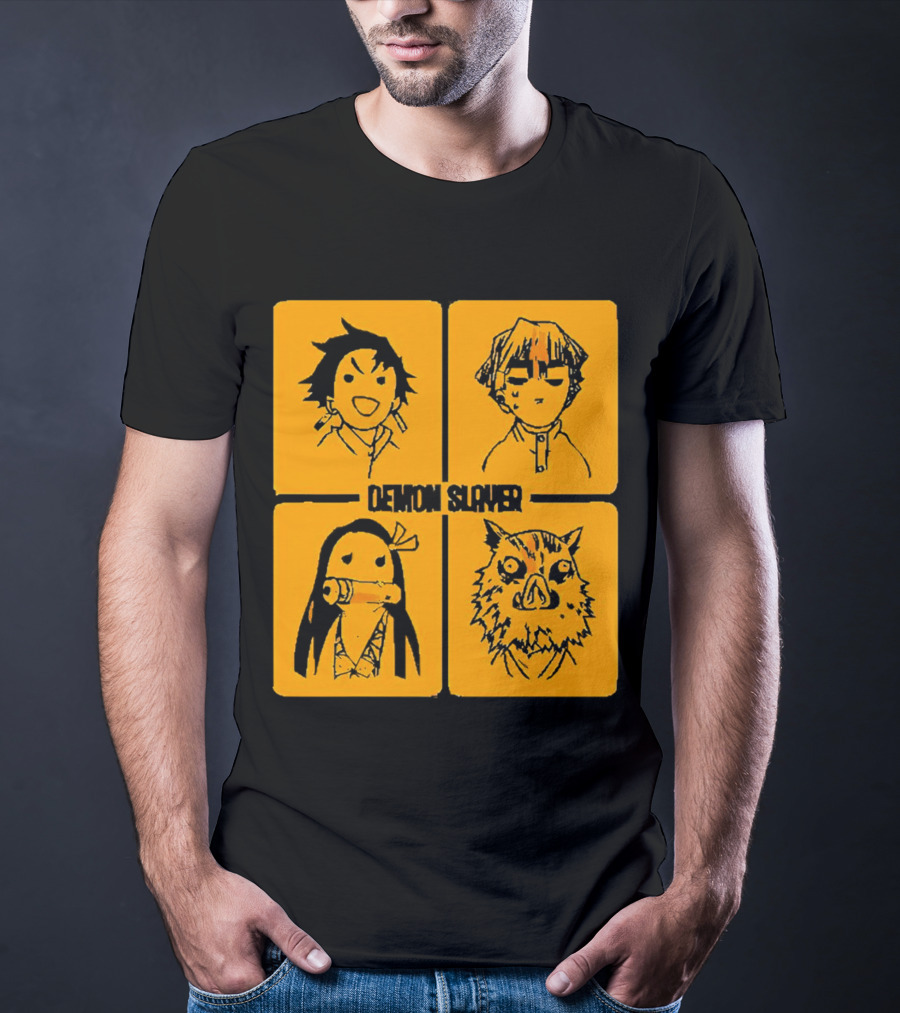 Demon Slayer Tanjiro Nezuko Inosuke Zenitsu Iconic Characters T-Shirt