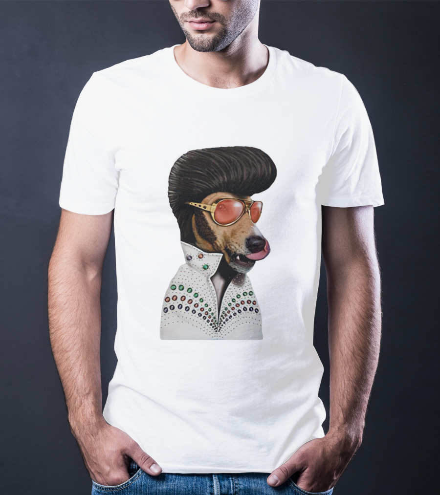 Elvis Dog Costume With Sunglasses And Rhinestone Jumpsuit T-Shirt