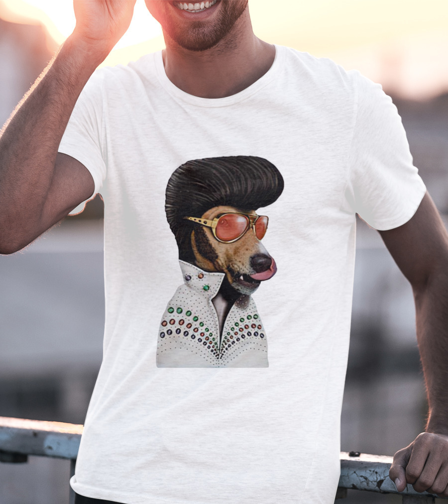 Elvis Dog Costume With Sunglasses And Rhinestone Jumpsuit T-Shirt