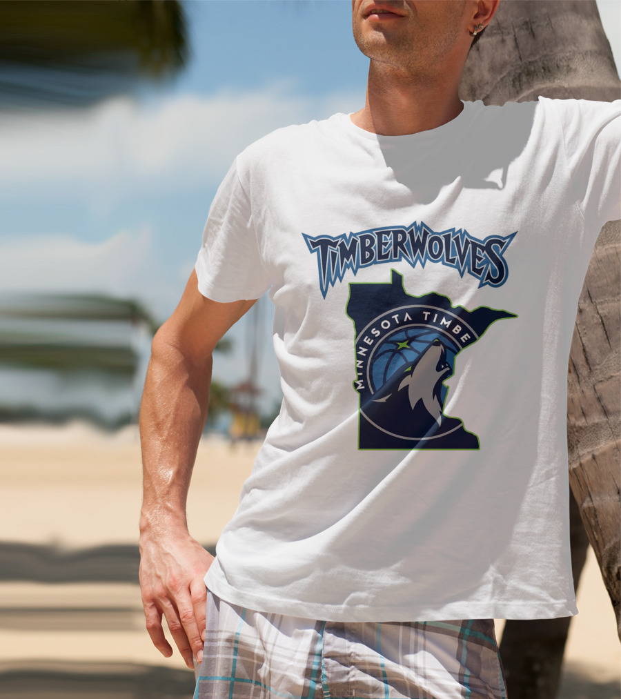 Minnesota Timberwolves Logo Map T-Shirt