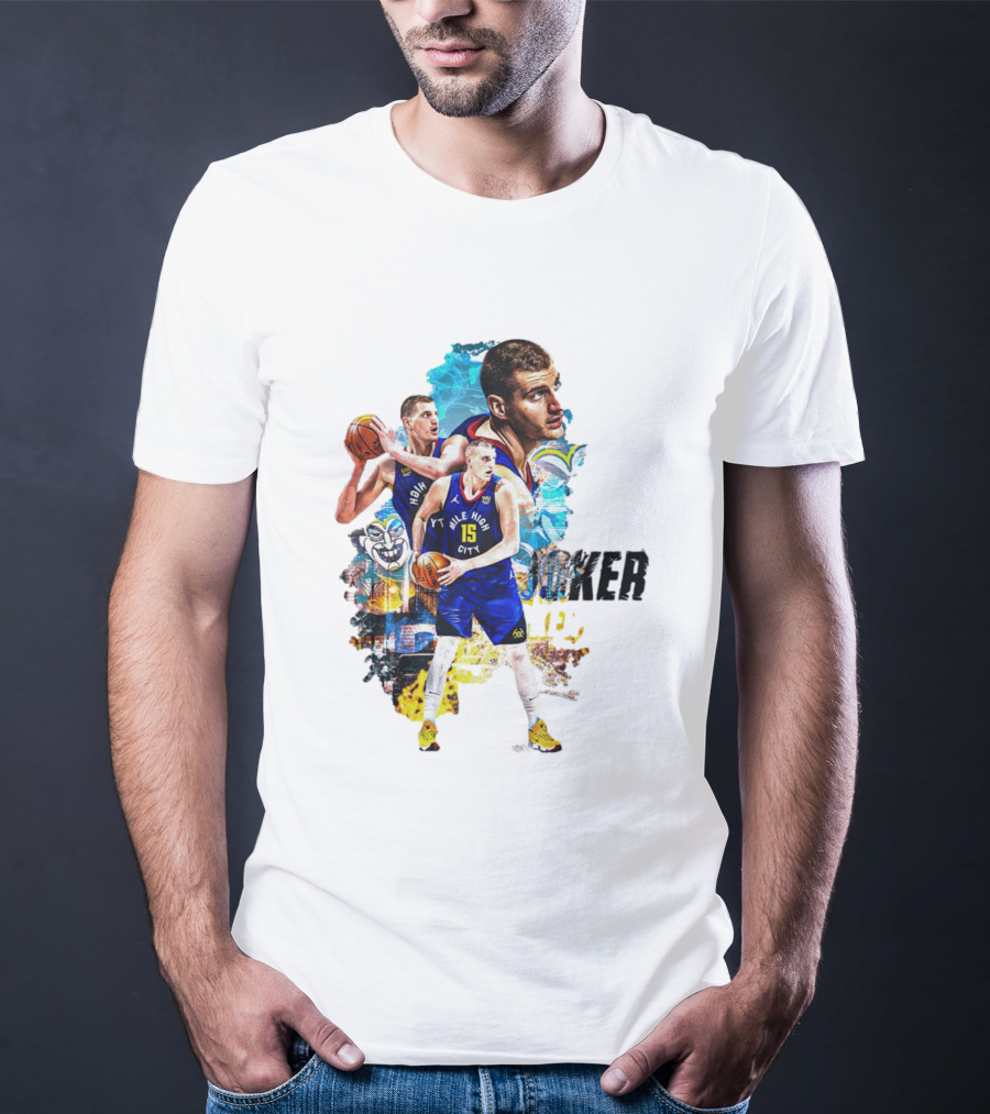 Nikola Jokic Joker Denver Basketball Player Dynamic Collage T-Shirt