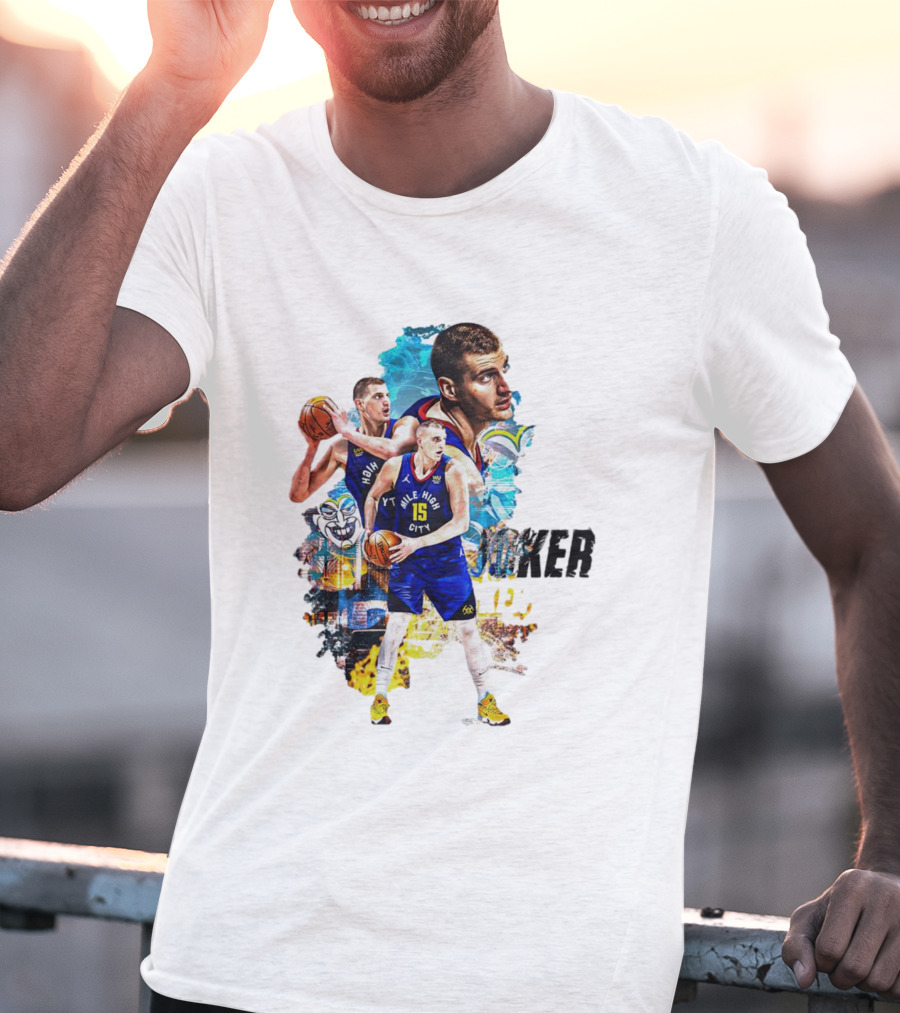 Nikola Jokic Joker Denver Basketball Player Dynamic Collage T-Shirt