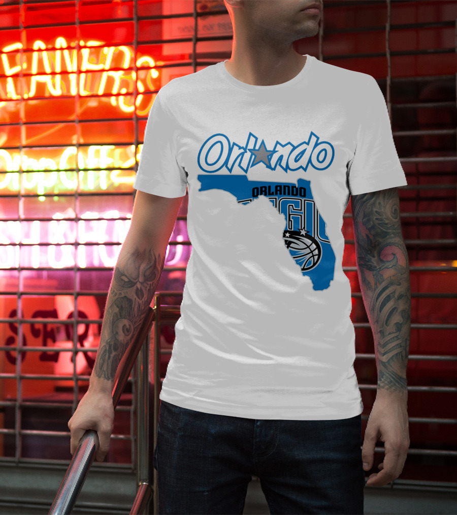 Orlando Magic Florida Map Basketball T-Shirt