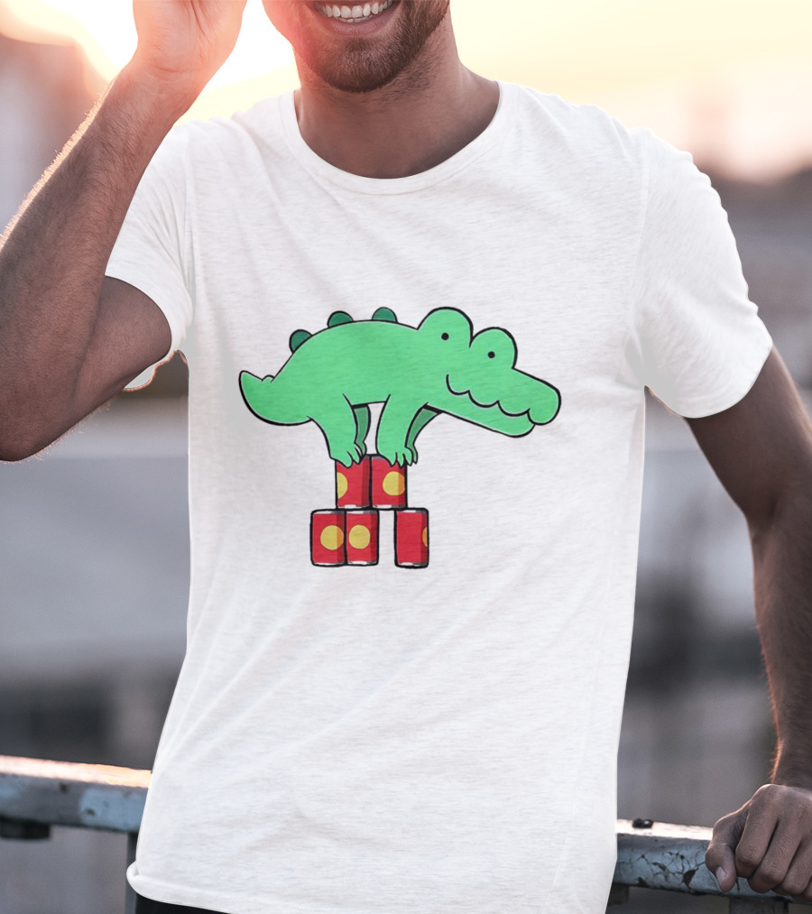 Orlando Funny Cartoon Crocodile Balancing On Red Cans T-Shirt