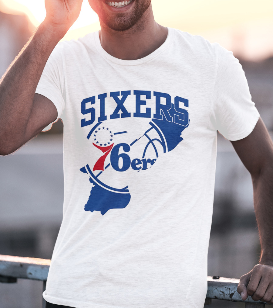 Philadelphia Sixers 76ers Map Basketball Pennsylvania Shape T-Shirt