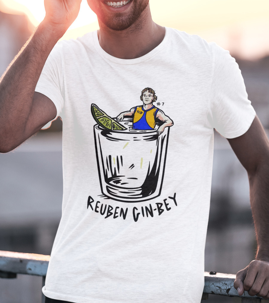 Reuben Gin-bey In West Coast Eagles Colors With Lime In Glass T-Shirt