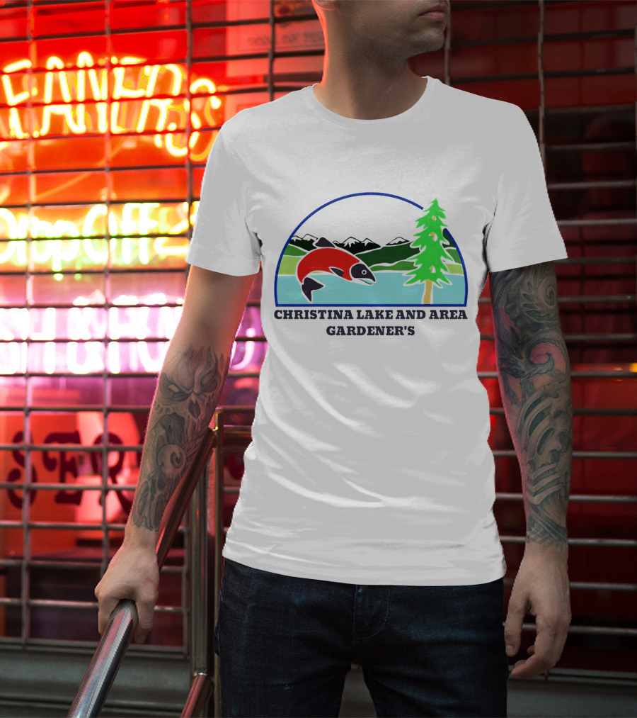 Christina Lake And Area Gardener’s Salmon And Evergreen Landscape T-Shirt