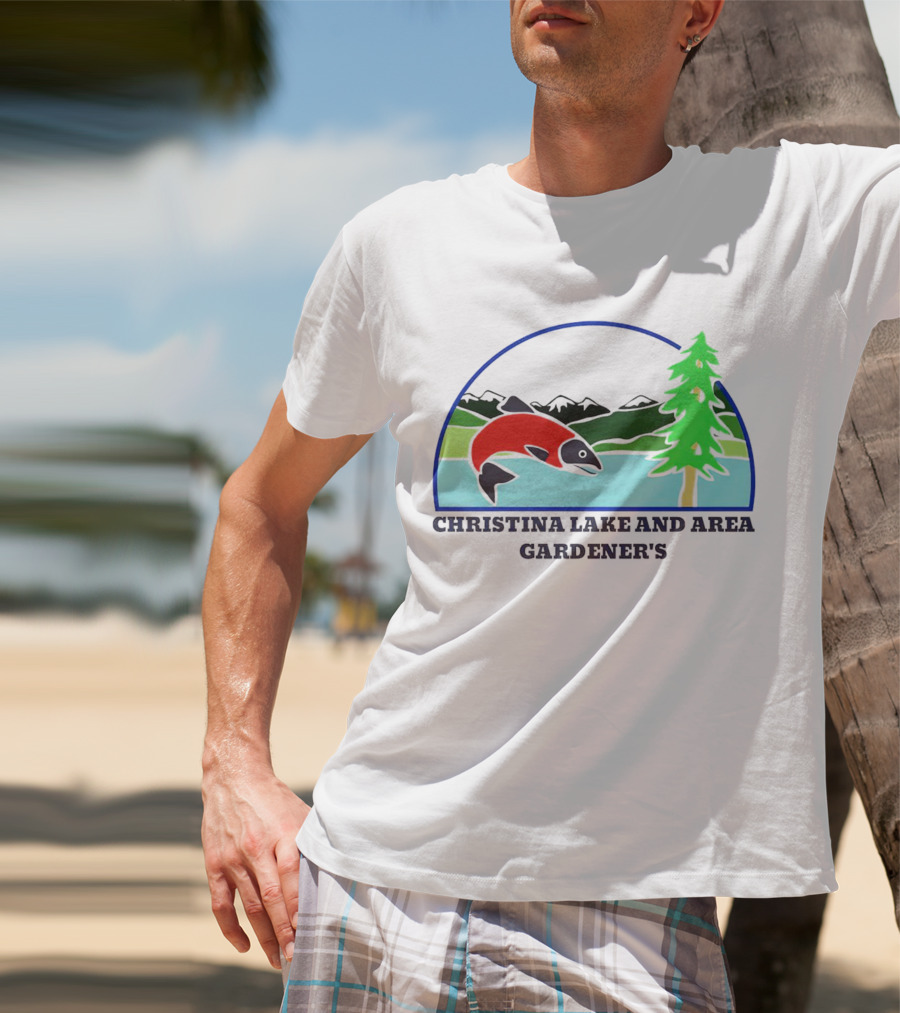 Christina Lake And Area Gardener’s Salmon And Evergreen Landscape T-Shirt