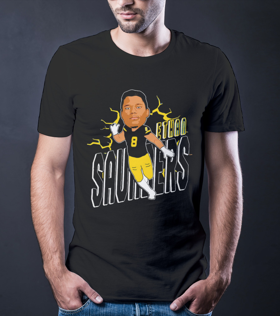 Ethan Saunders Number 8 Delaware Fightin’ Blue Hens Football T-Shirt