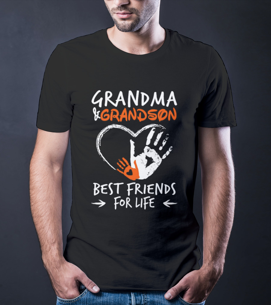 Grandma And Grandson Heart Handprints Best Friends For Life T-Shirt