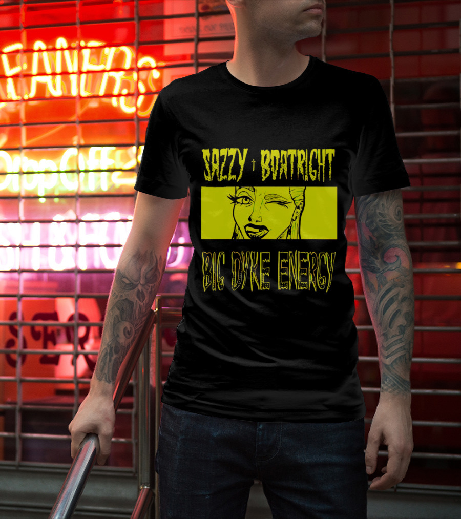 Sazzy Boatright Big Dyke Energy Winking Yellow Comic T-Shirt