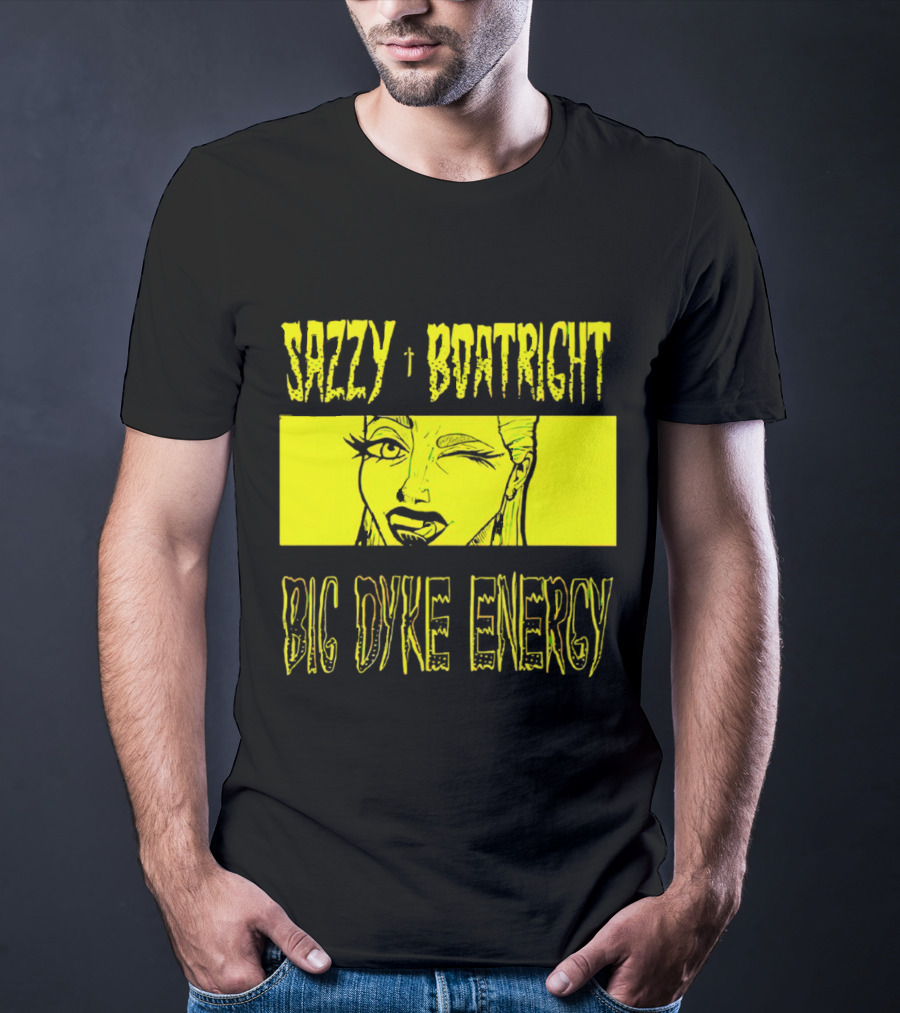 Sazzy Boatright Big Dyke Energy Winking Yellow Comic T-Shirt