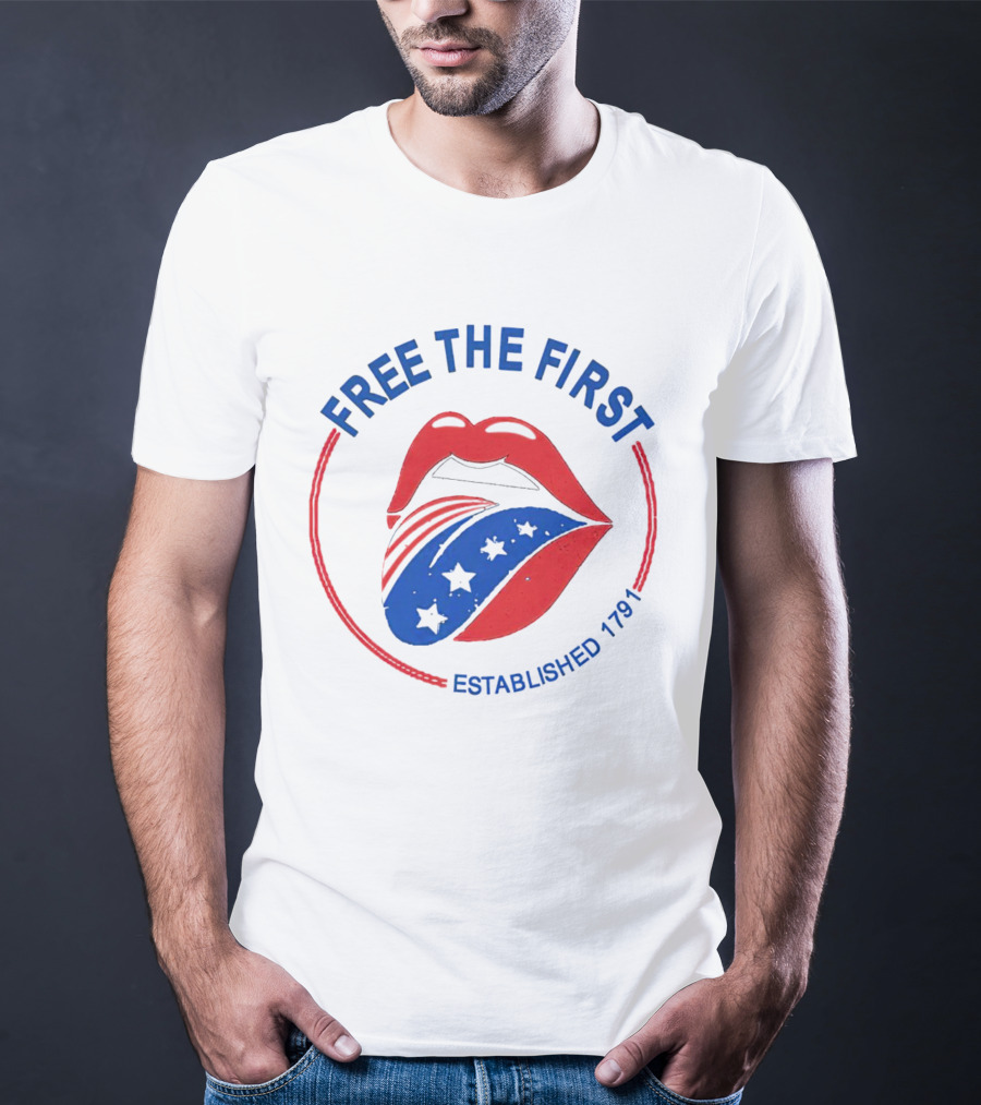 Free The First Red Lips Stars Established 1791 T-Shirt