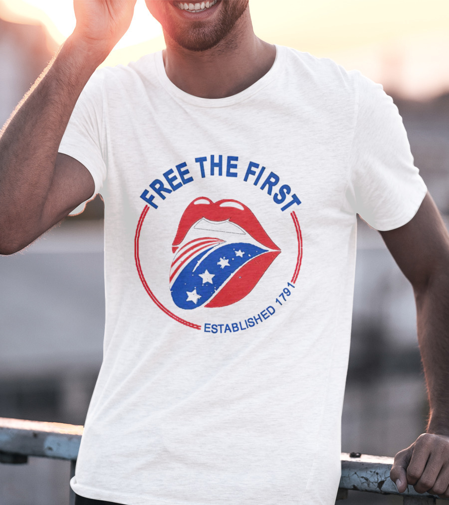 Free The First Red Lips Stars Established 1791 T-Shirt