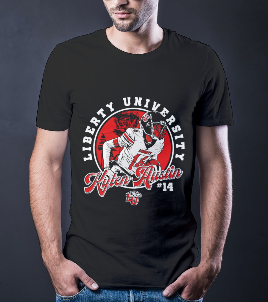 Liberty University Kylen Austin #14 NCAA Football Caricature T-Shirt
