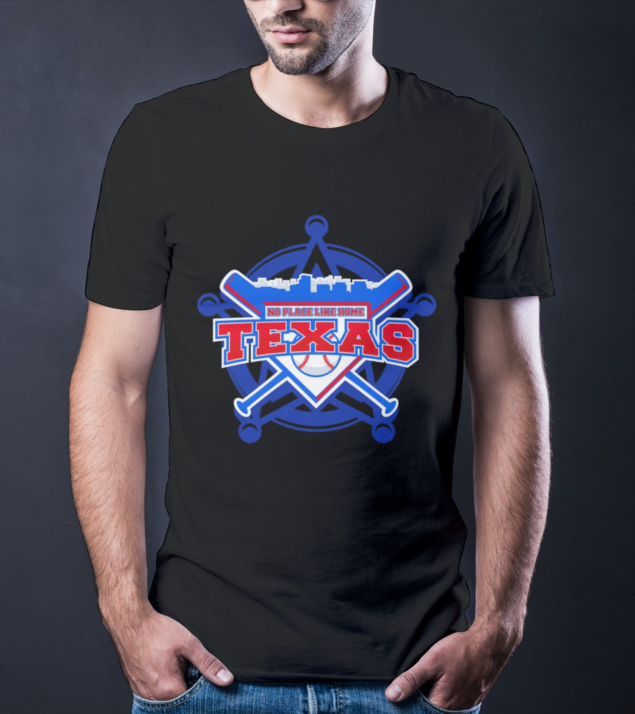 No Place Like Home Texas Baseball Crossed Bats And Ball T-Shirt