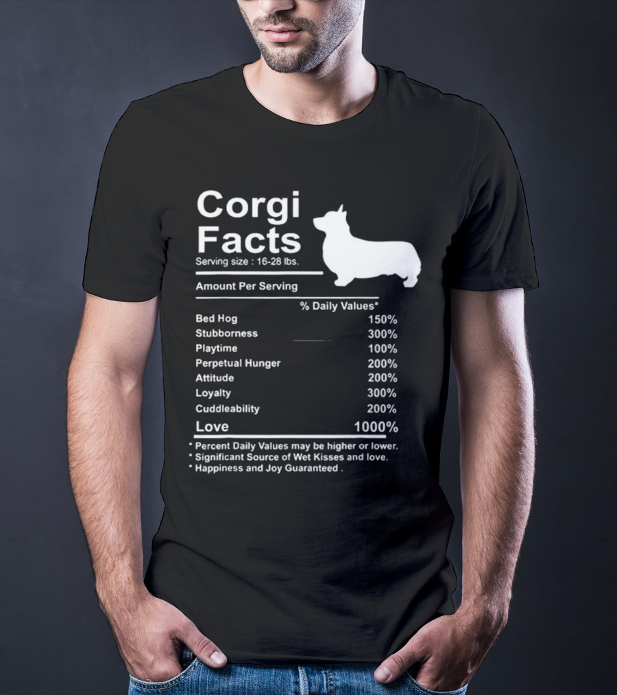 Corgi Facts Love Loyalty Attitude Stubbornness Happiness Guaranteed T-Shirt