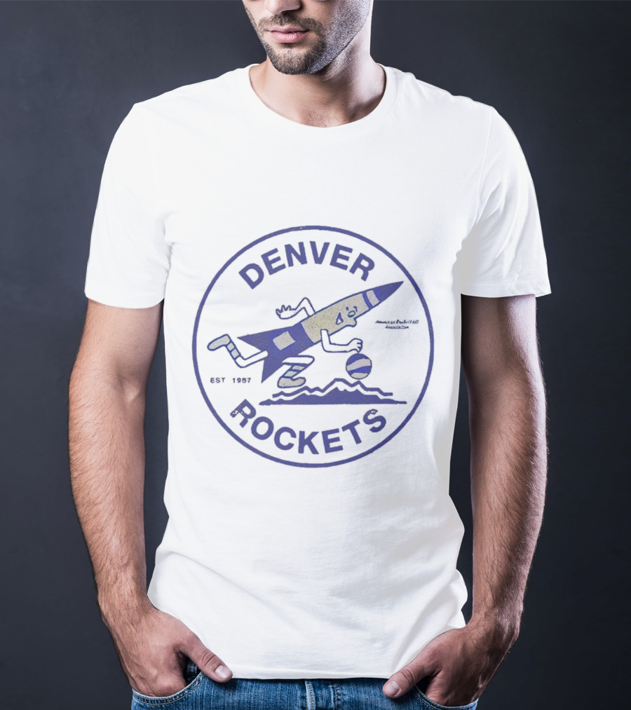 Denver Rockets Basketball Running Rocket Logo Est 1967 T-Shirt