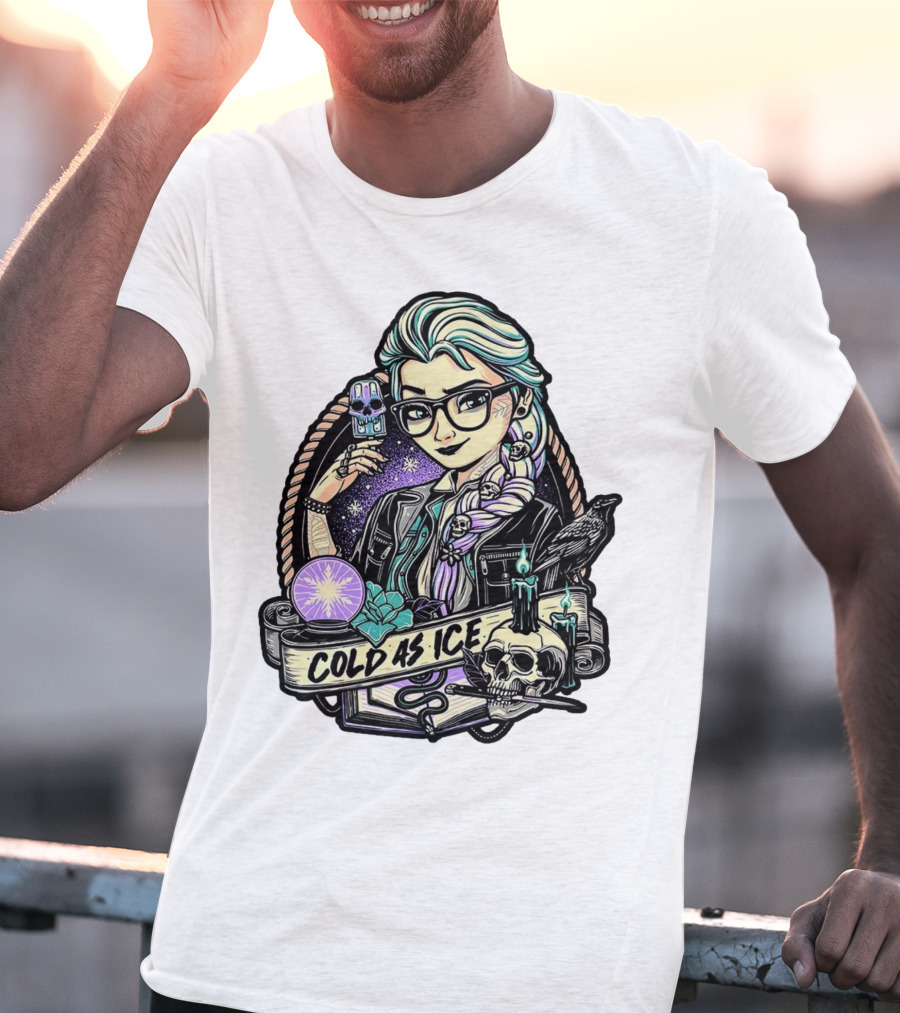 Frozen Elsa Cold As Ice Skull Raven Gothic Elements T-Shirt