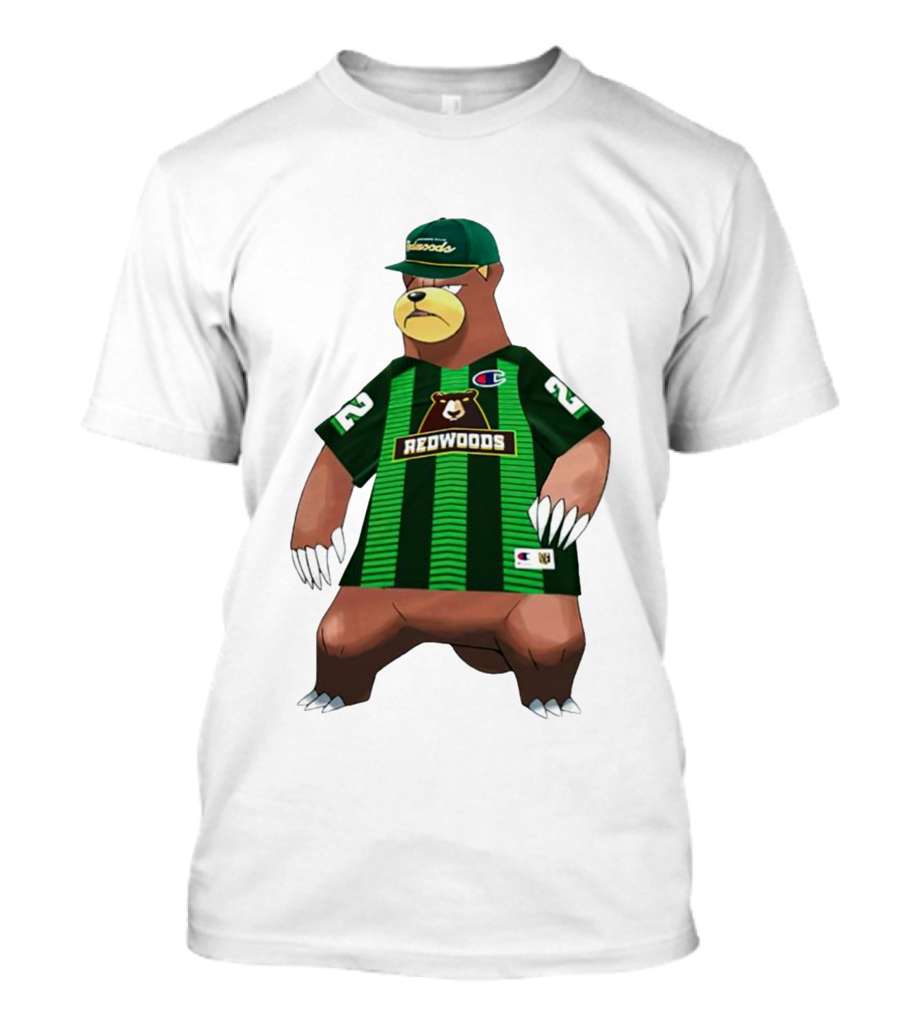 Redwoods Lacrosse Bear Mascot Green Jersey 22 T-Shirt