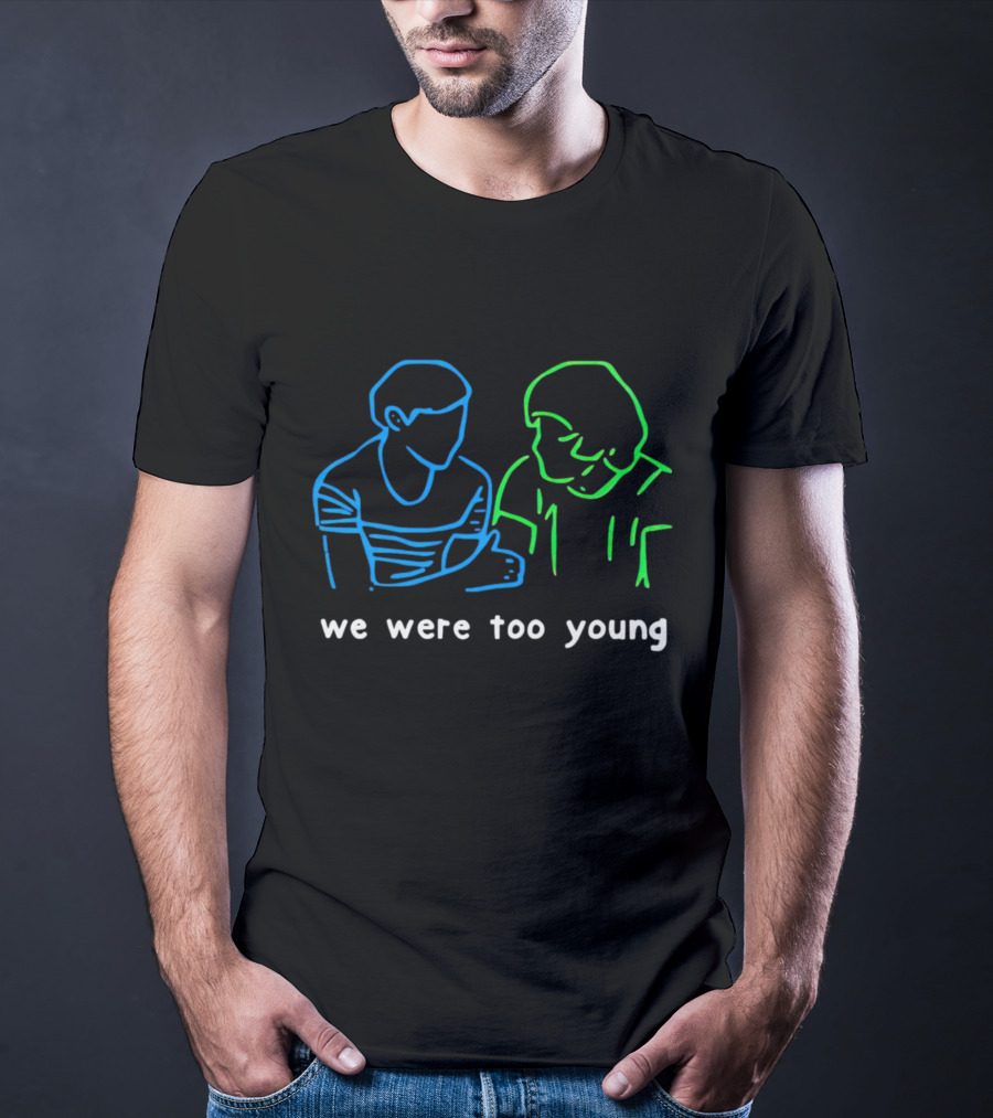 We Were Too Young Neon Outline Two People Conversation T-Shirt