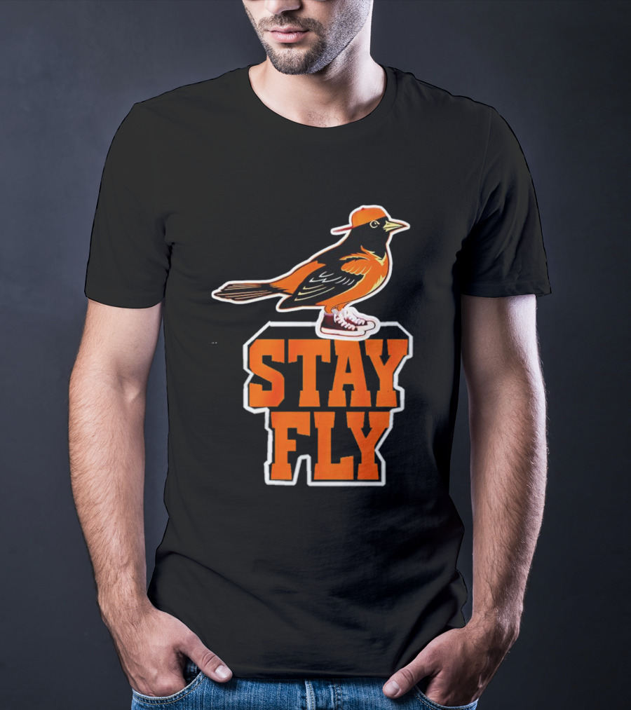 Baltimore Orioles Stay Fly Bird With Sneakers And Cap T-Shirt