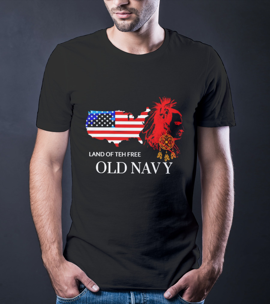 Land Of Teh Free Old Navy USA Flag Native American T-Shirt