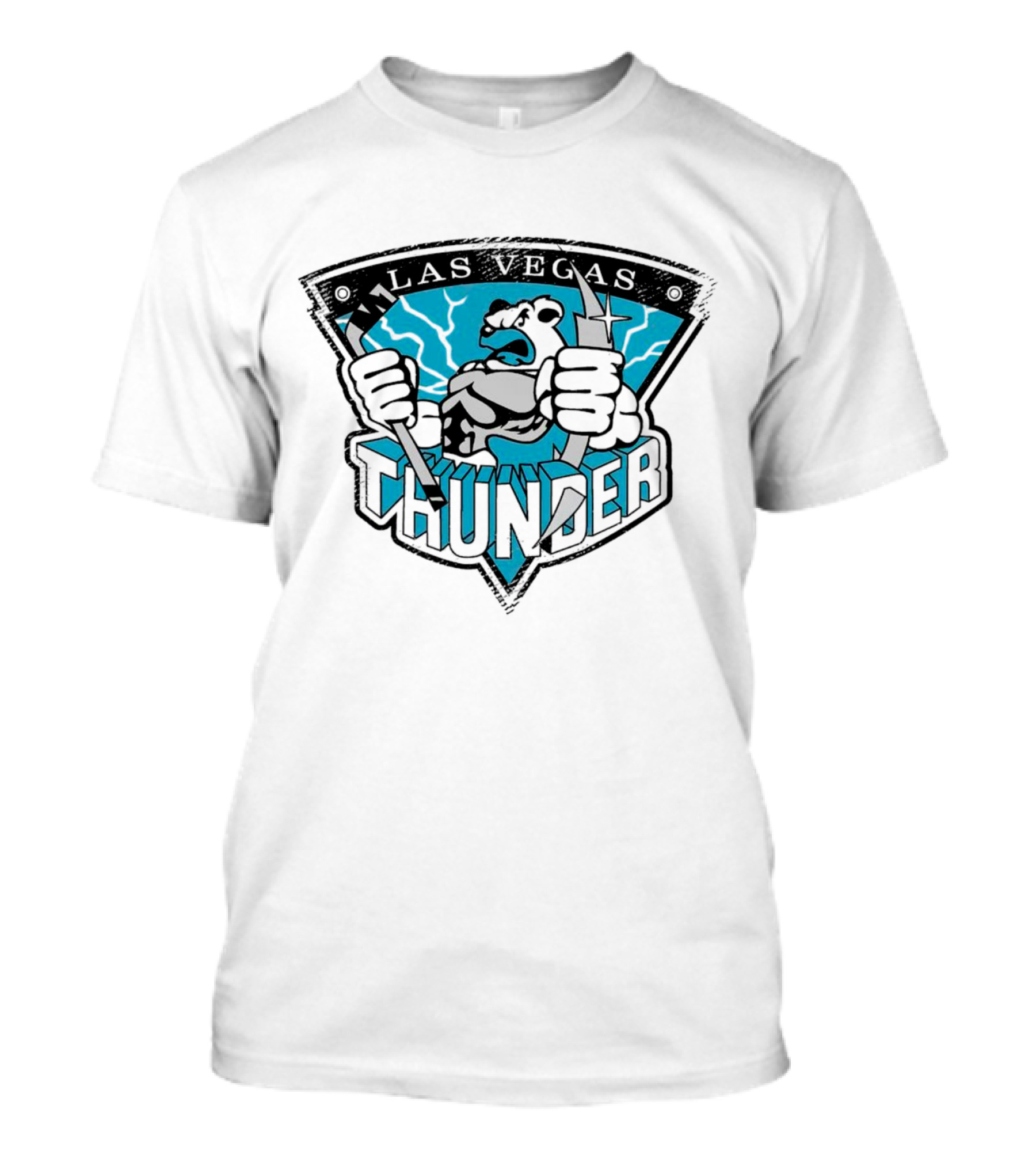 Las Vegas Thunder Hockey Bear With Lightning And Sticks T-Shirt