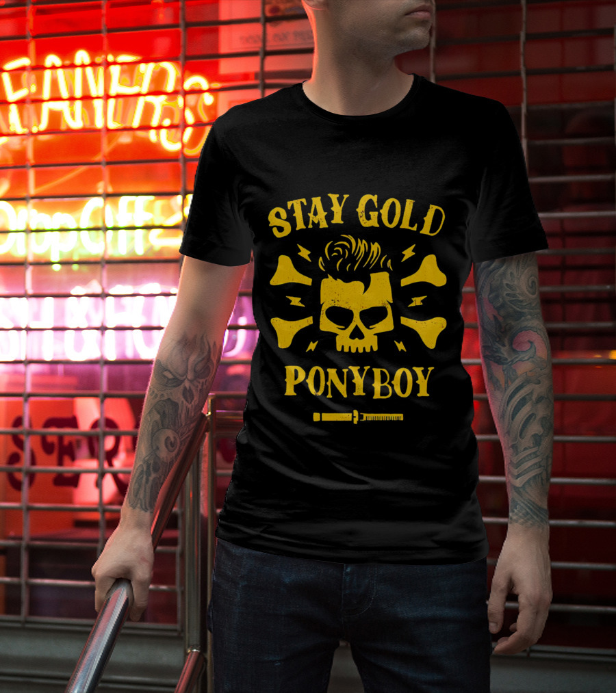 Stay Gold Ponyboy Skull With Comb And Bones T-Shirt