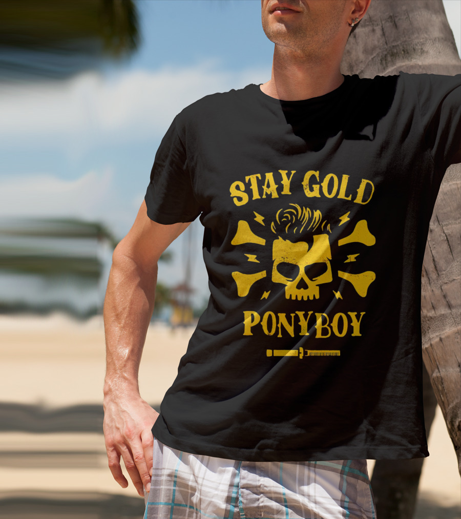 Stay Gold Ponyboy Skull With Comb And Bones T-Shirt