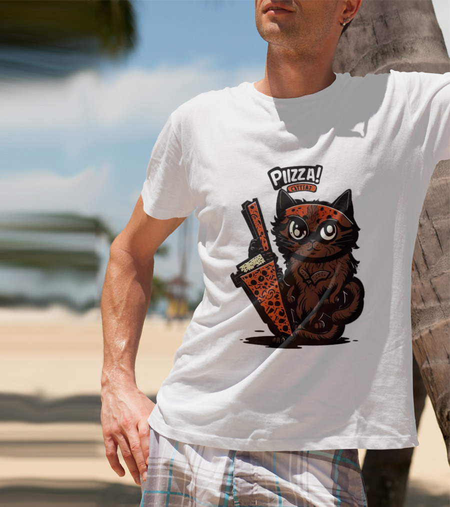 Pizza Cat Cattfat Meow That's A Good Slice T-Shirt