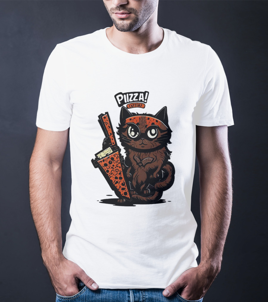 Pizza Cat Cattfat Meow That's A Good Slice T-Shirt