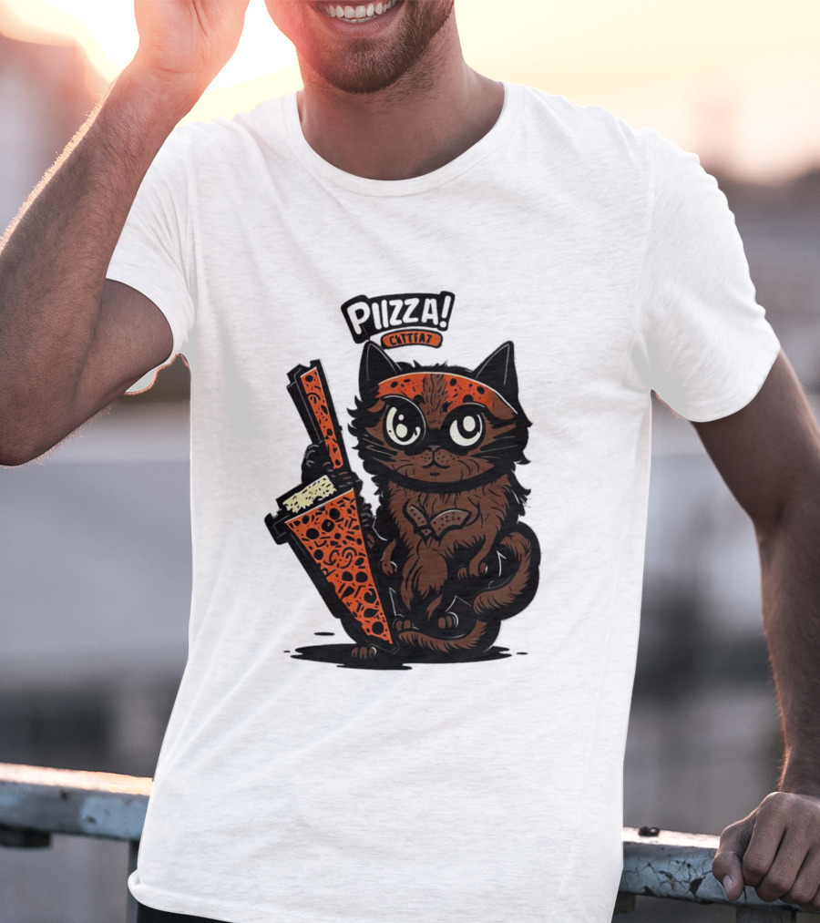 Pizza Cat Cattfat Meow That's A Good Slice T-Shirt