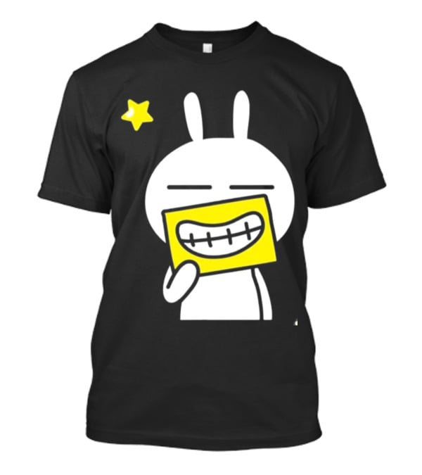 Tuzki Holding Fake Smile Cartoon Character With Star T-Shirt