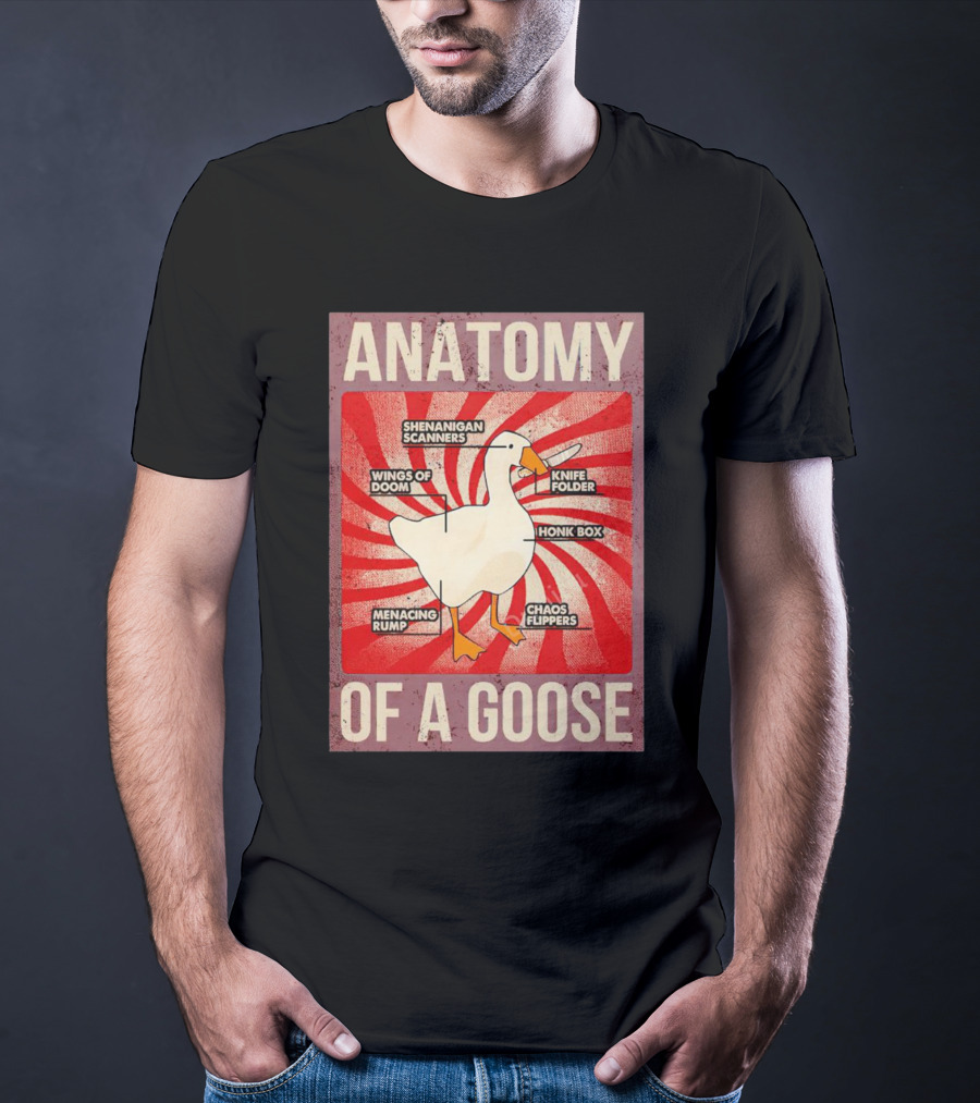 Anatomy Of A Goose Shenanigan Scanners Wings Of Doom Knife Folder Honk Box Menacing Rump Chaos Flippers T-Shirt