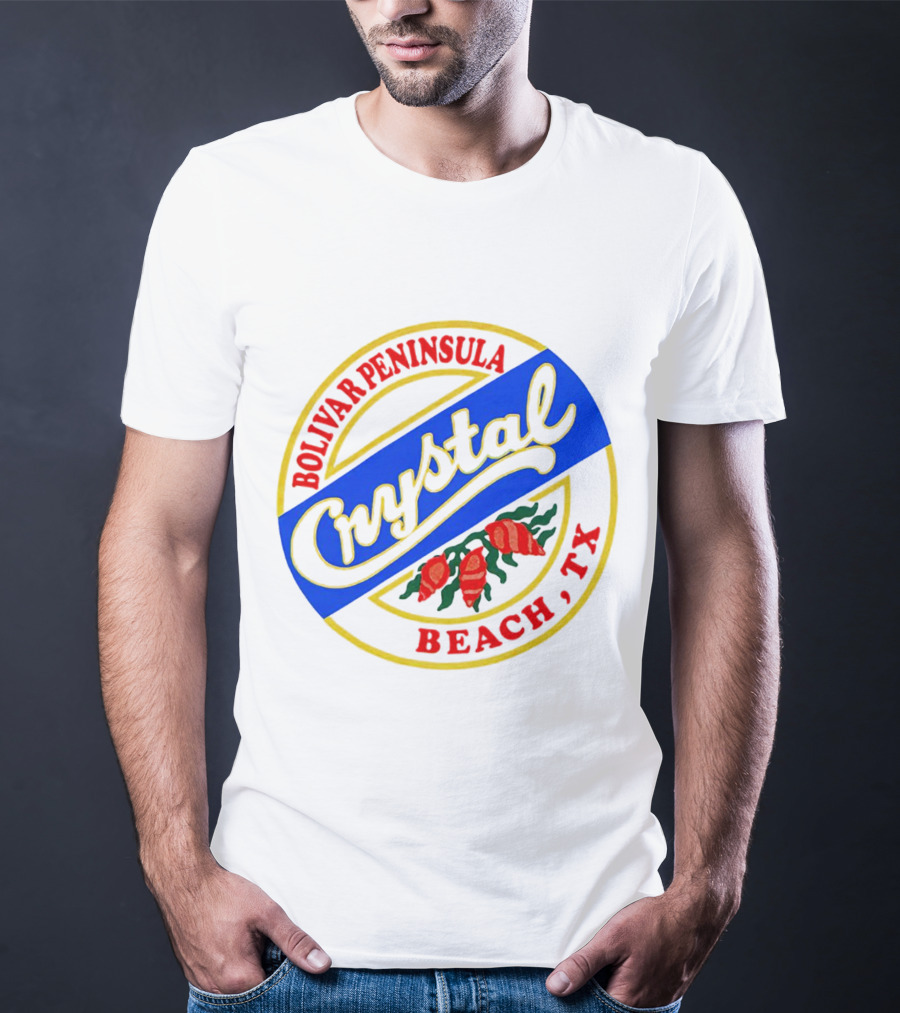 Bolivar Peninsula Crystal Beach TX Shells Circle Badge T-Shirt