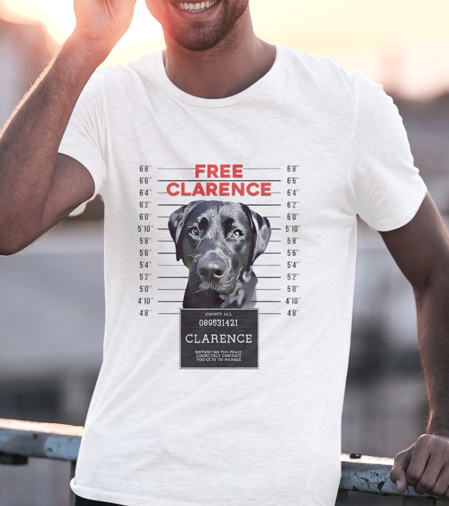 Free Clarence Mugshot Dog T-Shirt