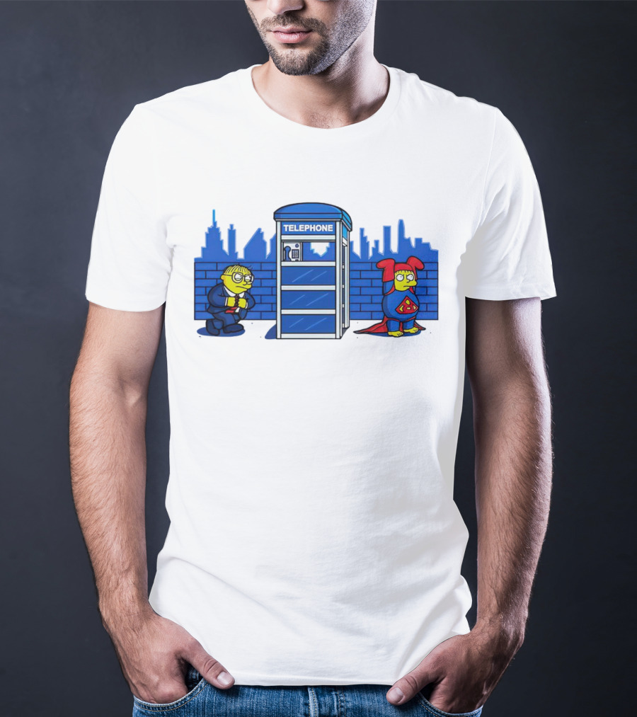 Simpson Telephone Booth Superhero Transform T-Shirt