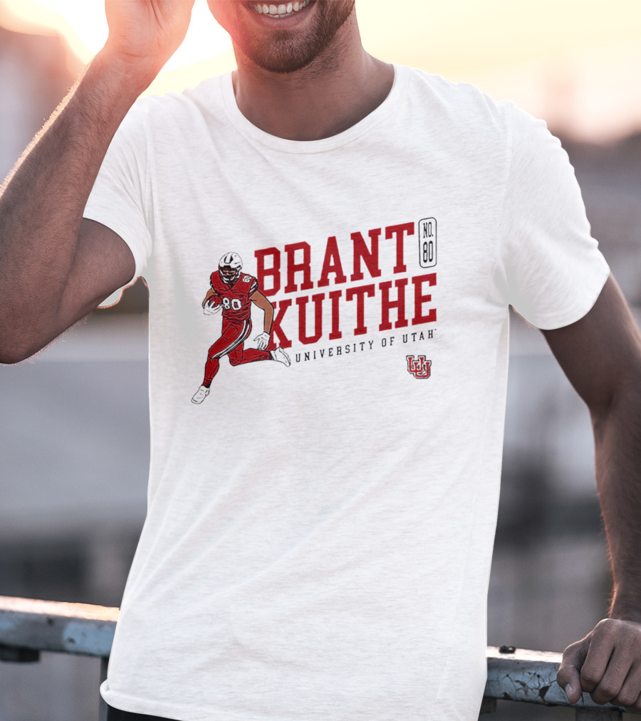 Brant Kuithe No. 80 University Of Utah Utes Football Caricature T-Shirt