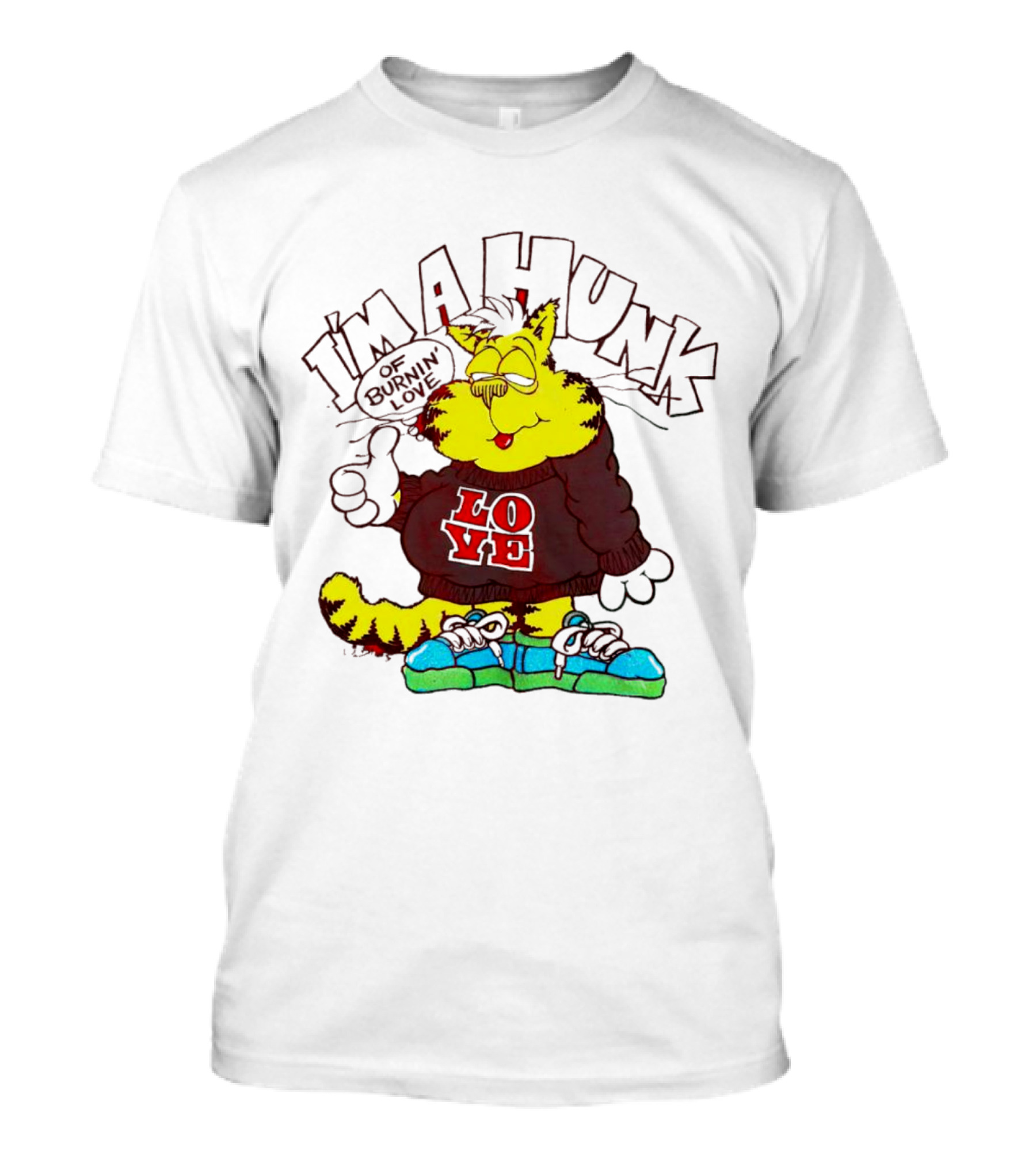 Garfield I'm A Hunk Of Burnin Love With Bold Sweater And Sneakers T-Shirt