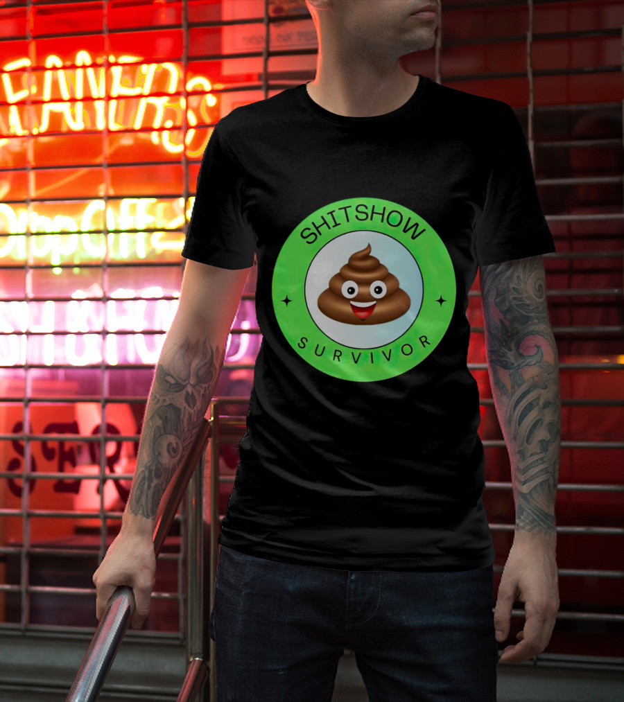 Shitshow Survivor Poop Emoji Circle Emblem T-Shirt