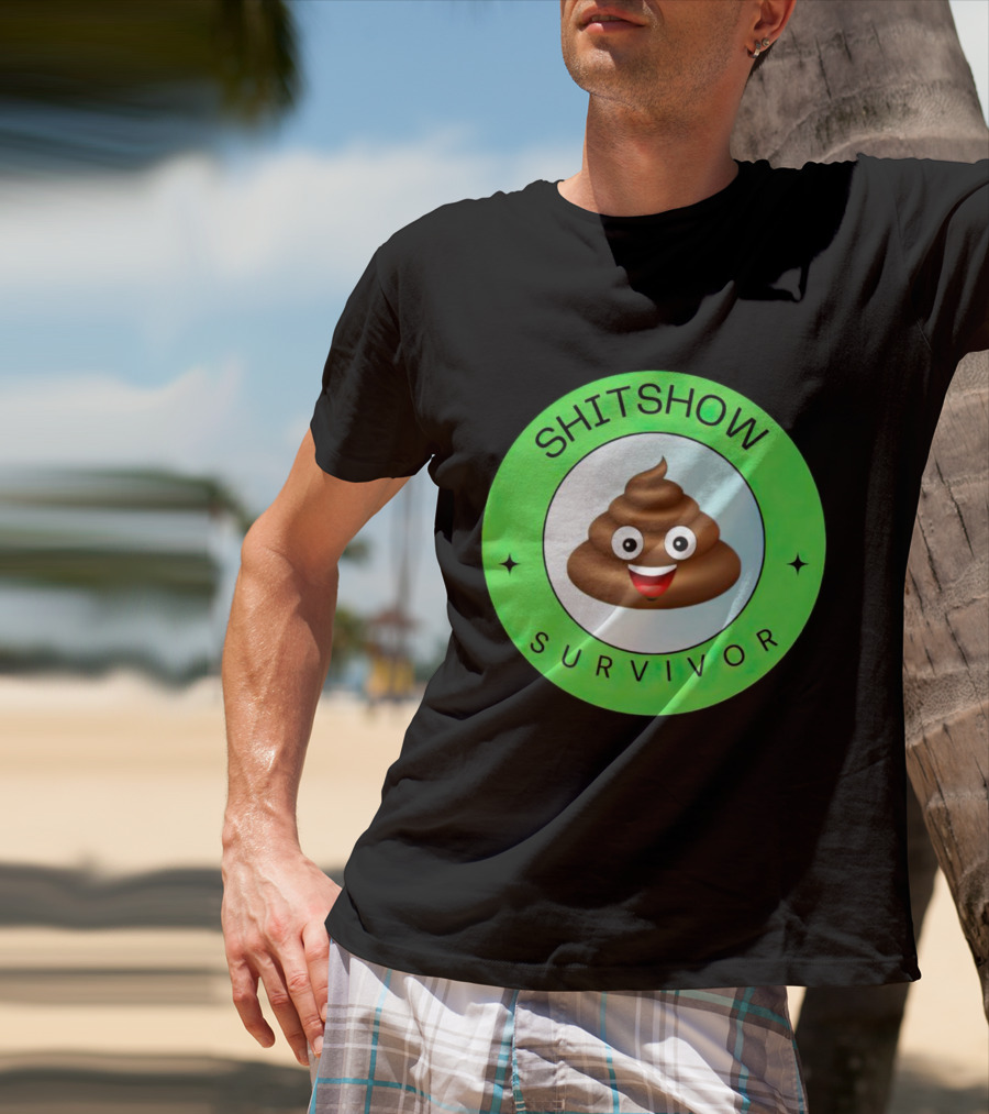 Shitshow Survivor Poop Emoji Circle Emblem T-Shirt