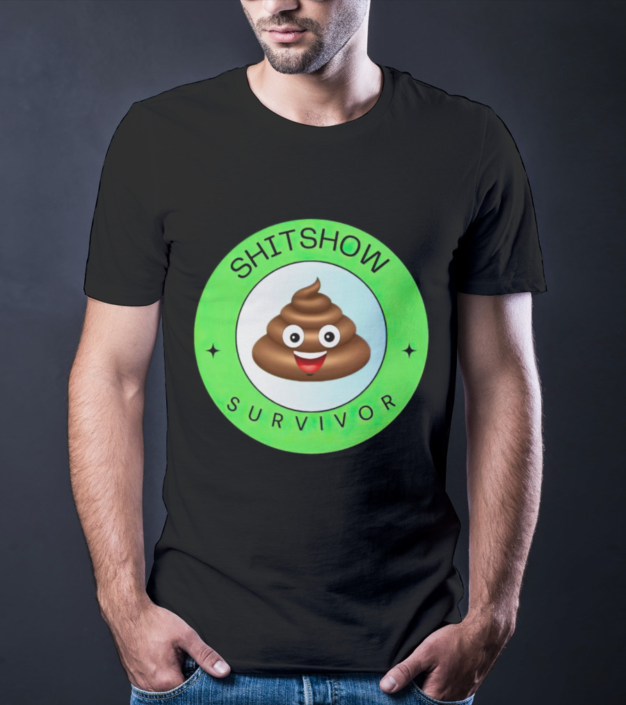 Shitshow Survivor Poop Emoji Circle Emblem T-Shirt